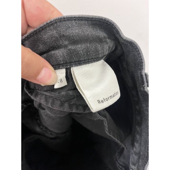 Womens Reformation Charcoal Gray Straight Leg Raw Hem Jeans size 28 - Picture 7 of 8